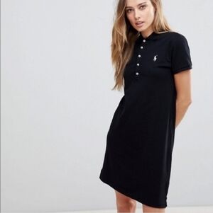 Ralph Lauren Black With Buttons Purple Logo Tennis Dress Knee Length Knit L